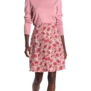 halogen floral print button front skirt XL -